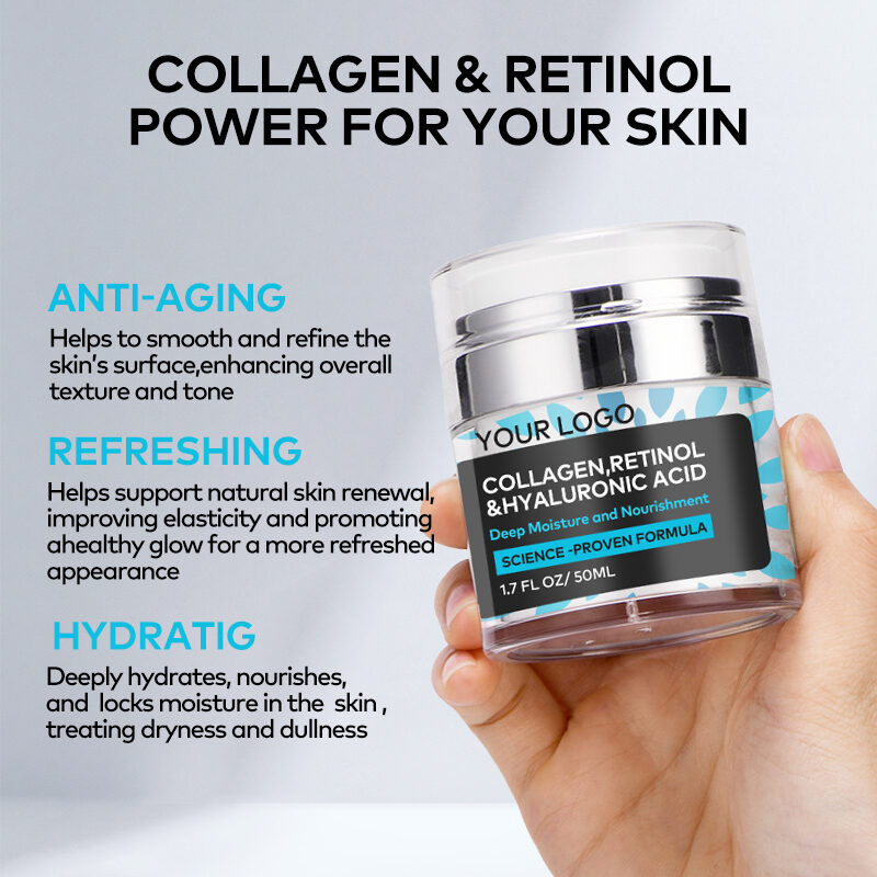 Customized Korean Beauty Retinol Hyaluronic Acid Collagen Firming Skin Cream to Prevent Fine Lines for Glowing Skin(pic4) Customized Korean Beauty Retinol Hyaluronic Acid Collagen Firming Skin Cream to Prevent Fine Lines for Glowing Skin(pic4)