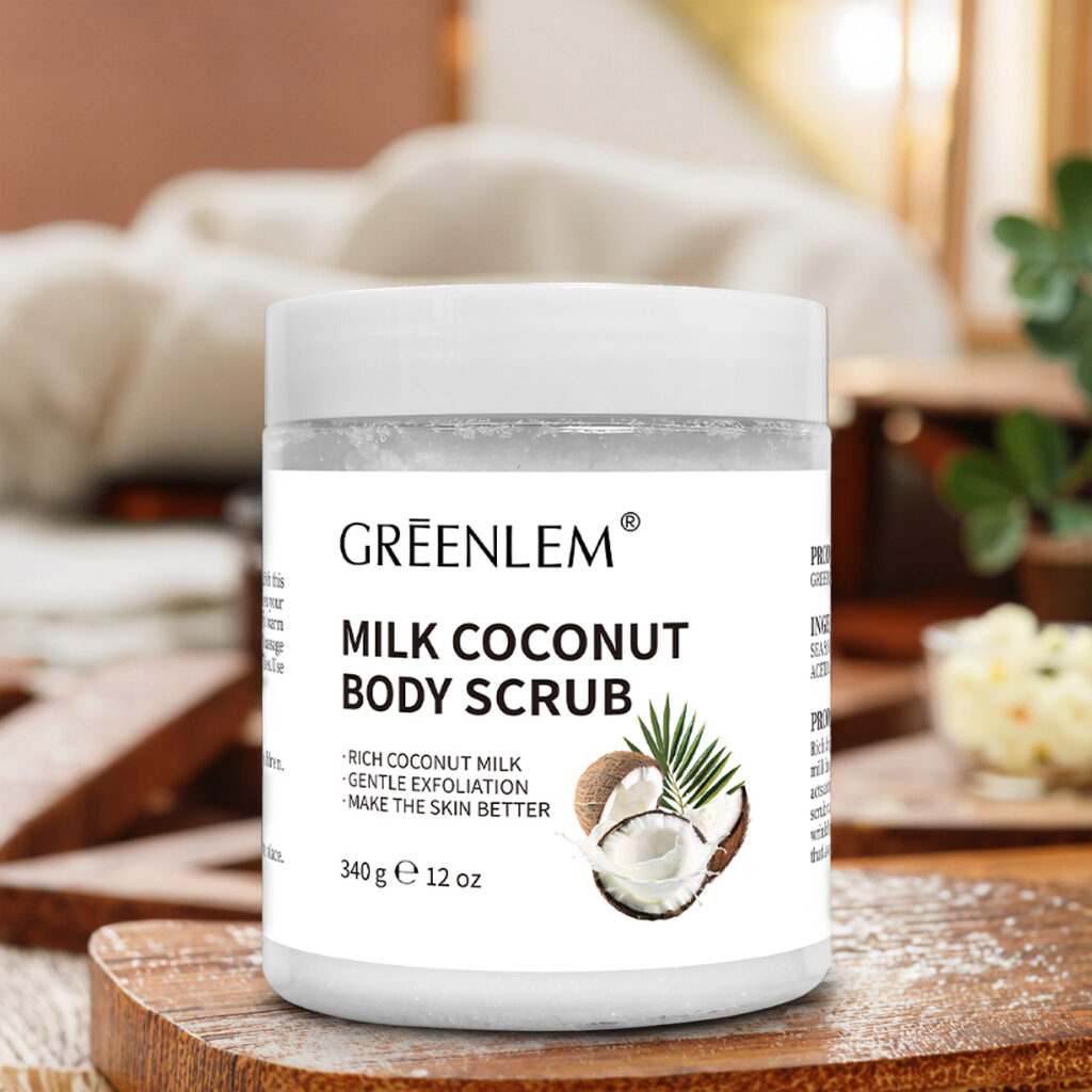 Milk & Coconut Body Scrub Exfoliant With Moisturizing Formula for Rough Skin Knees Elbows Daily Skincare(pic3)