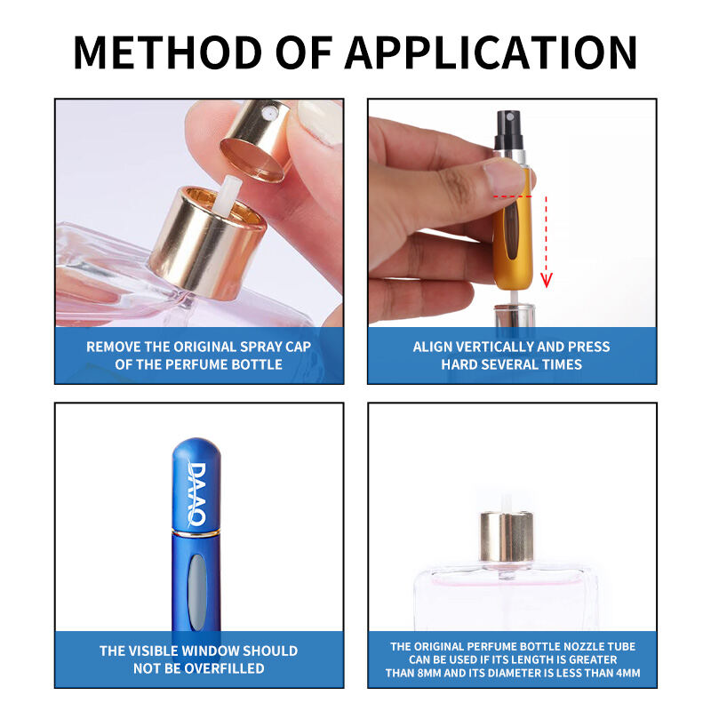 Wholesale 5ml Refillable Perfume Atomizer Travel Kit - 4 Pcs Portable Aluminum Spray Bottles for TSA Carry On, Leak-Proof(pic3)