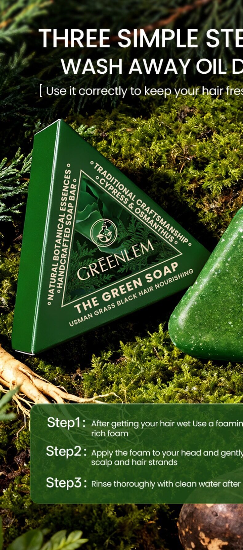 Cross-border foreign trade side pine leaf shampoo soap, strong and anti-break Polygonum multiflorum soap, mild cleaning Ussman soap wash head soap.(pic5) db6599f17606cfccc107c2393a7811a3_O1CN01tOYyNz1XF2v1tIQWU_!!6000000002893-0-cib.jpg