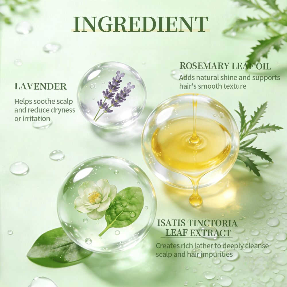 GreenLem Nourishing Herbal Hair Growth Shampoo Anti-Frizz for Usman Grass Strengthening Repair Damaged Hair Concentrated(pic5)