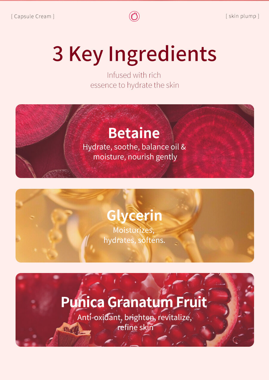 Greenlem Pomegranate Hydrating Night Face Cream Niacinamide Betaine Moisture-Locking Capsule Formula for All Skin Types(pic4)