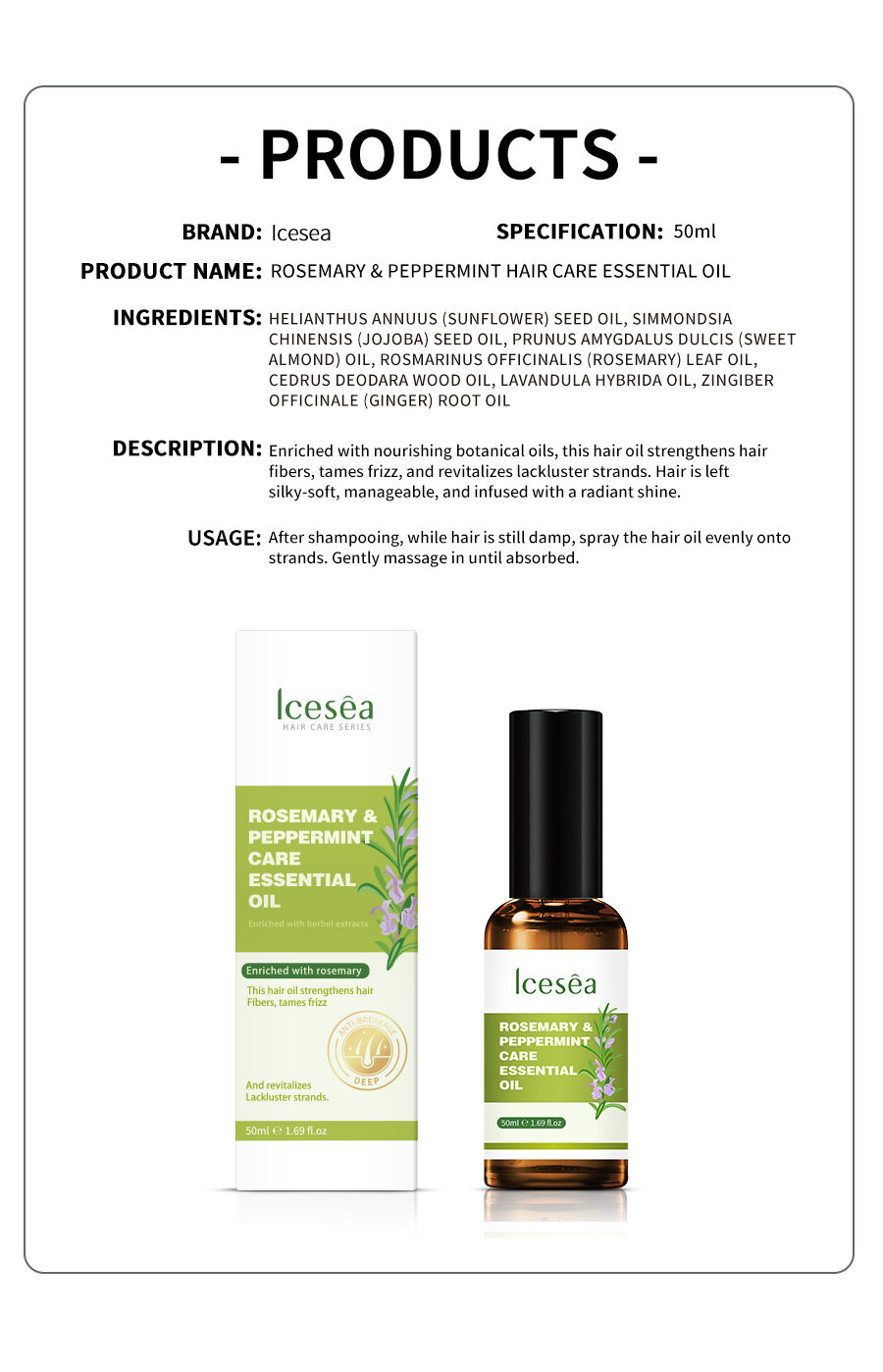 Icesea Rosemary and Mint Hair Essential Oil - Repairs Damaged Hair(pic5)