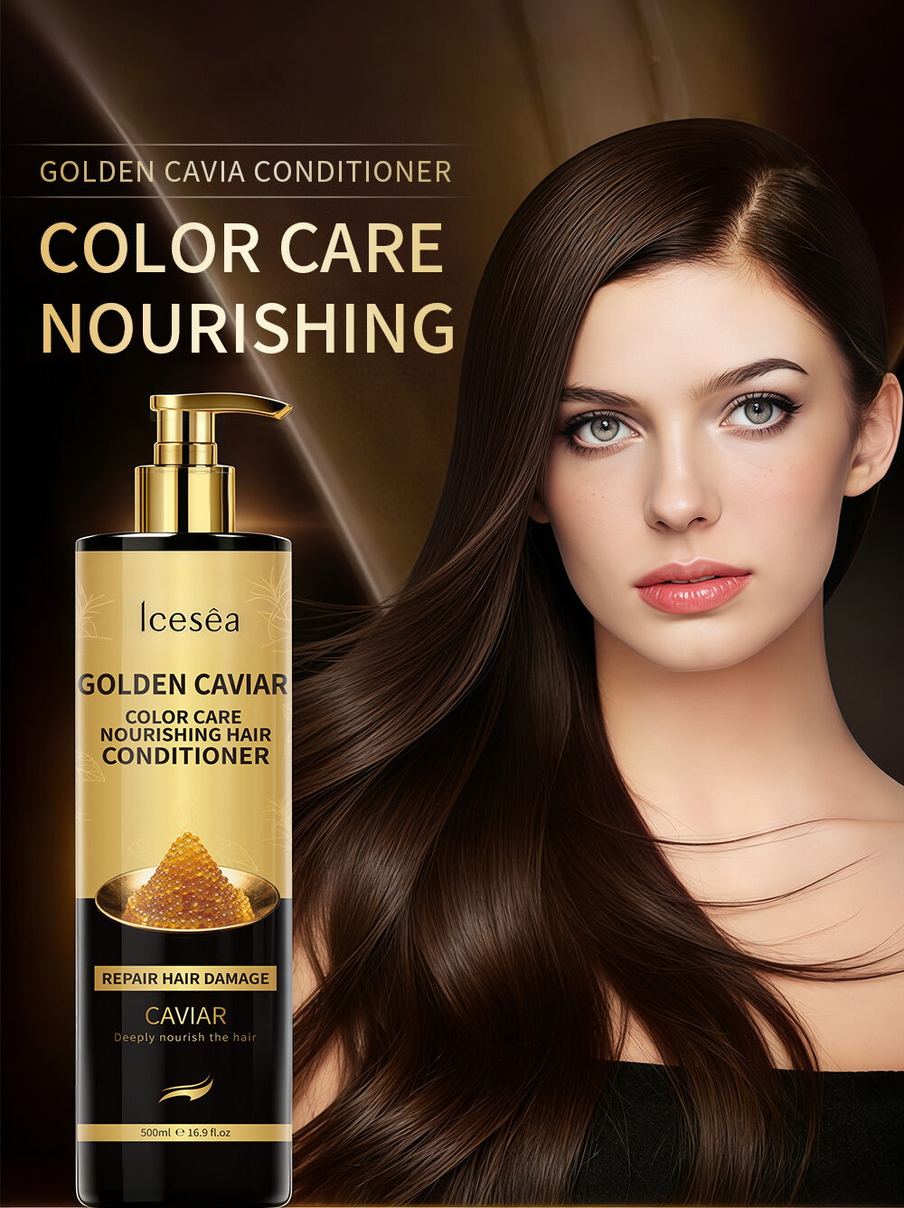 Icesea Golden Caviar Strengthening Nourishing Conditioner for Damaged Hair Deep Repair Moisturizing Care Smooth Shine(pic1)