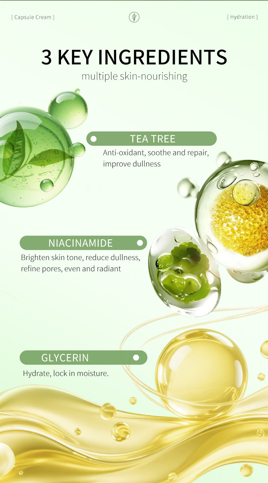 OEM: Matcha Capsule Cream Hydrating Facial Moisturizer with Soothing Green Tea Extract for Smooth Bright Skin Care Benefits(pic4)