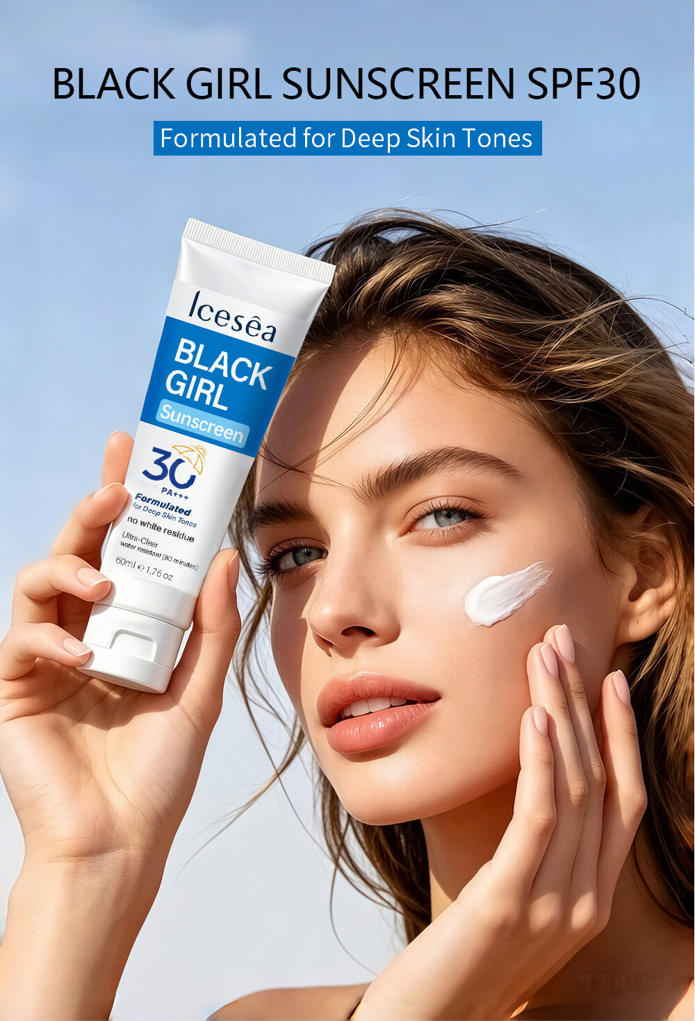 OEM SPF 30 PA+++ Sunscreen for Dark Skin No White Cast Anti Dark Spot Hyperpigmentation Gentiana Hyaluronic Acid(pic1)