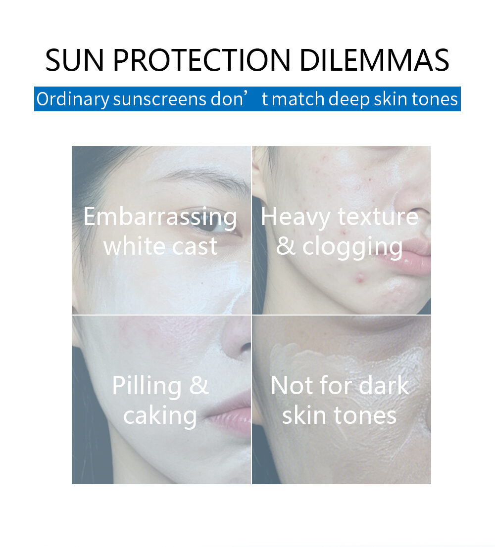 OEM SPF 30 PA+++ Sunscreen for Dark Skin No White Cast Anti Dark Spot Hyperpigmentation Gentiana Hyaluronic Acid(pic2)