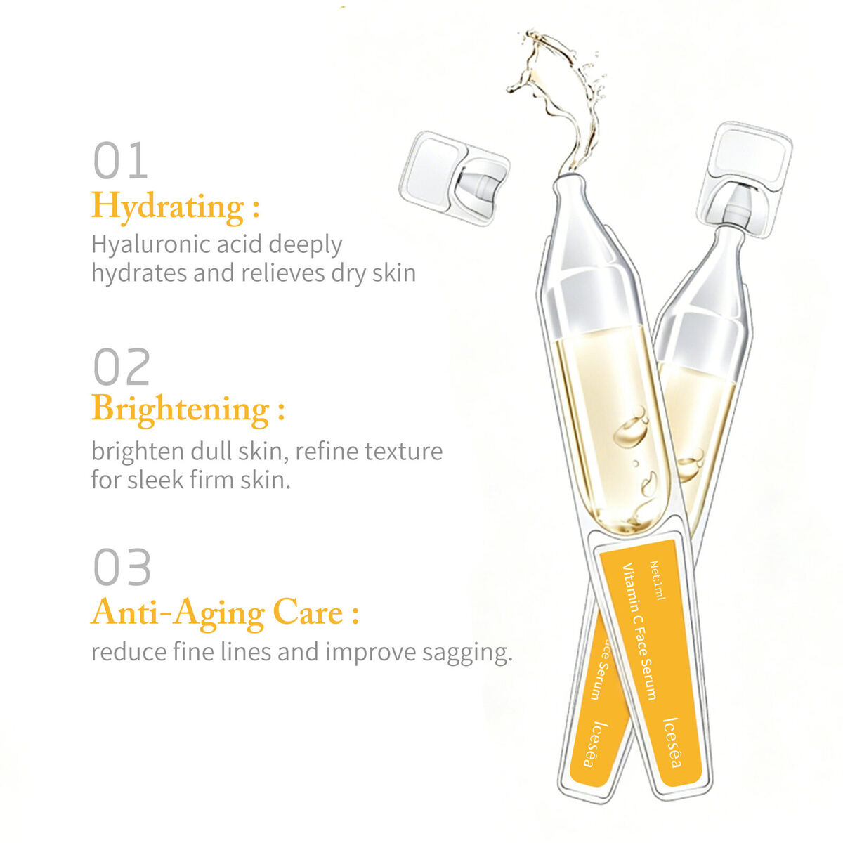 Icesea Vitamin C & Hyaluronic Acid Face Serum with Glycerin Liquid Formula for Firming Skin(pic3)