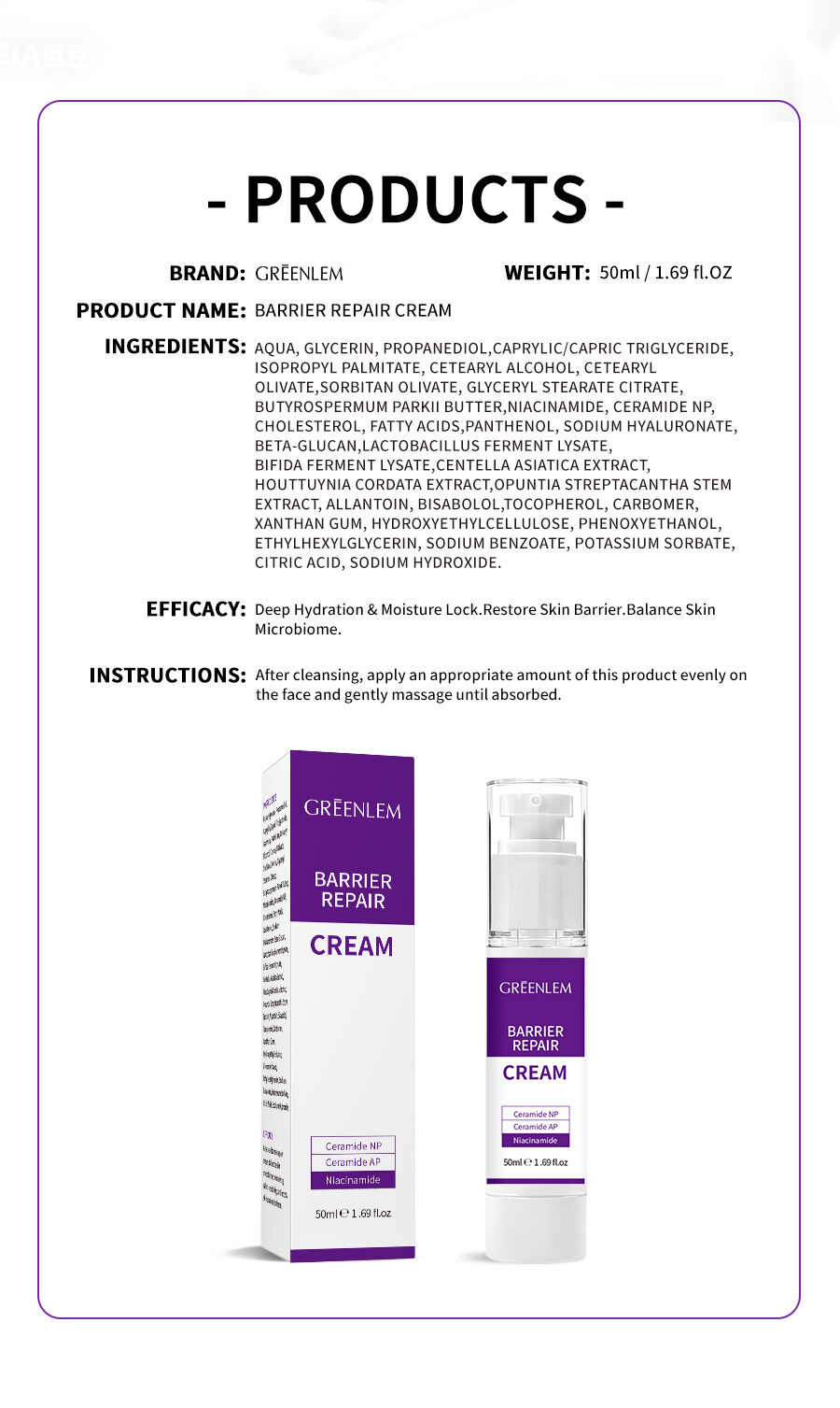 Moisturizing & Soothing Collagen Facial Cream Night Use for Facial Barrier Repair & Nourishing Firming(pic5)