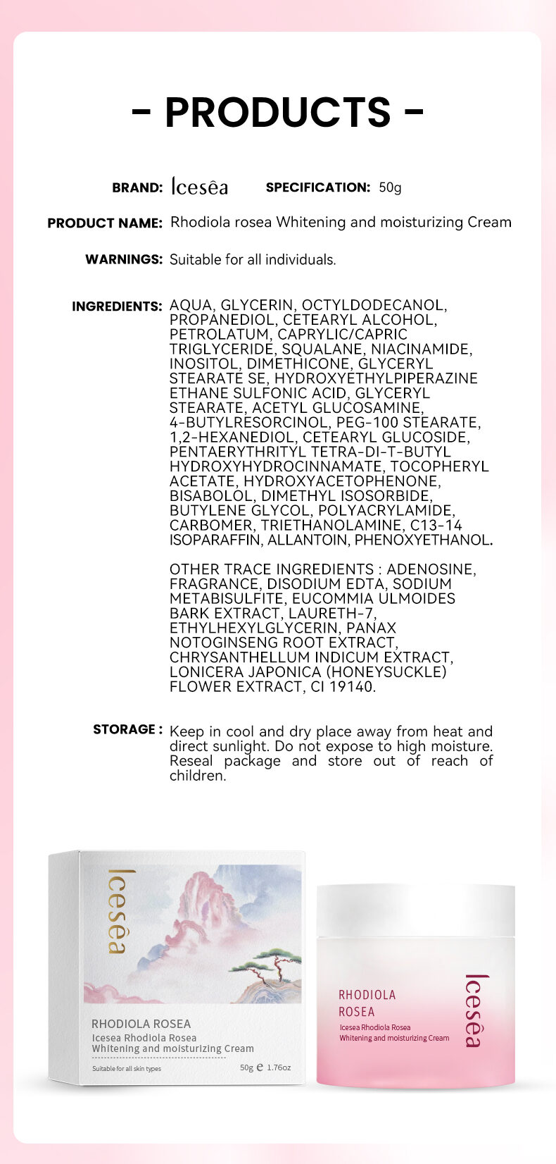 Icesea Rhodiola Rosea Moisturizing and Whitening Cream - Reduces Dark Spots(pic5) Icesea Rhodiola Rosea Moisturizing and Whitening Cream - Reduces Dark Spots(pic5)