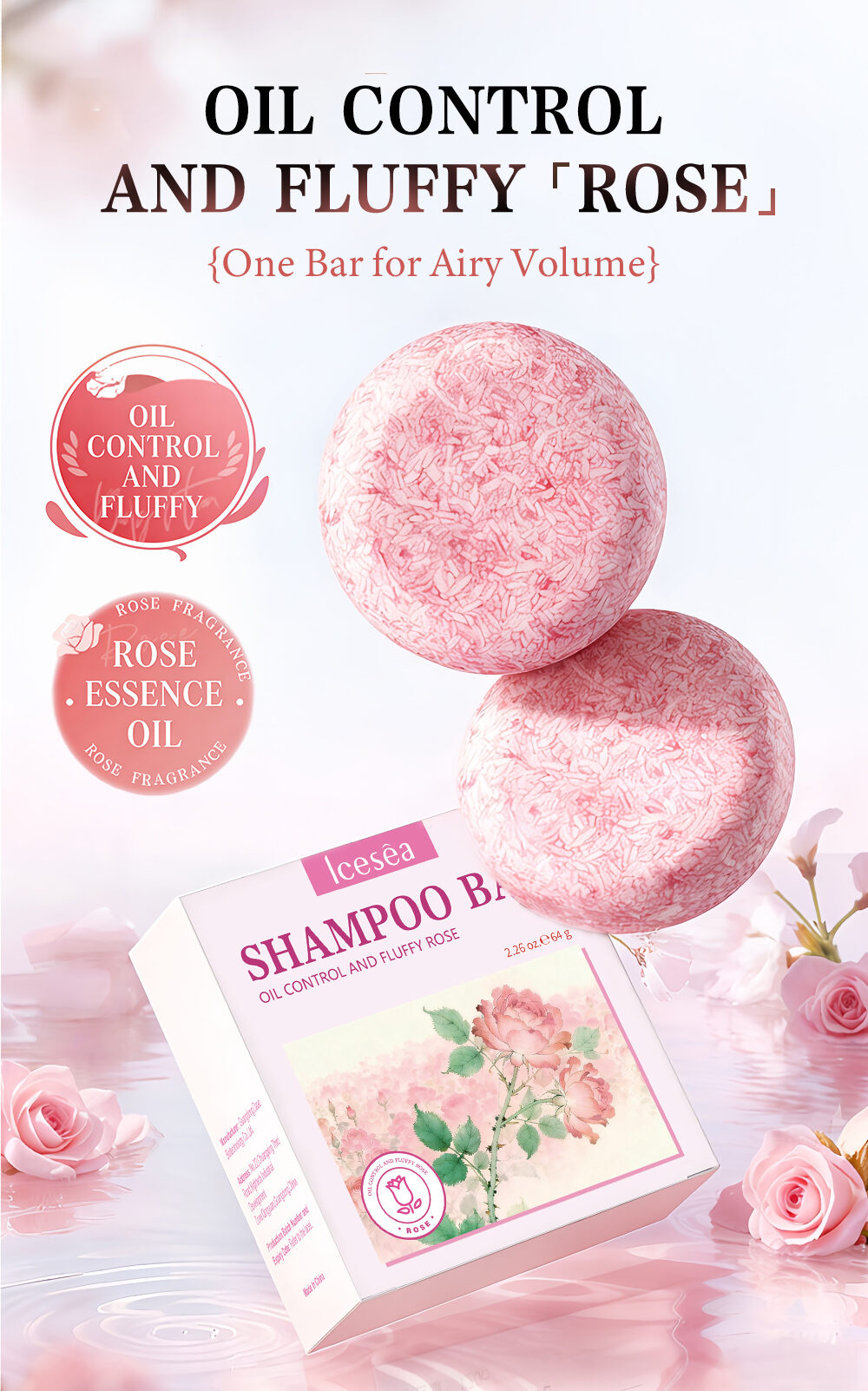 Custom Rose Oil Shampoo Bar, Factory Supply Fluffy Hair Solid Shampoo, Private Label Hair Care OEM(pic1)