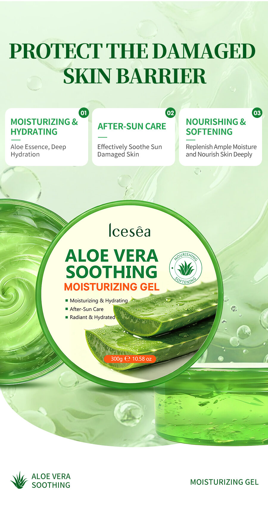 Icesea Aloe Vera Soothing Moisturizing Gel After-Sun Care Hydrating Repair OEM Wholesale(pic3)