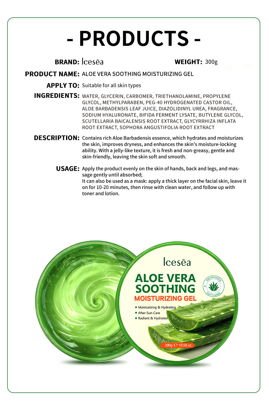 Icesea Aloe Vera Soothing Moisturizing Gel After-Sun Care Hydrating Repair OEM Wholesale(pic5)