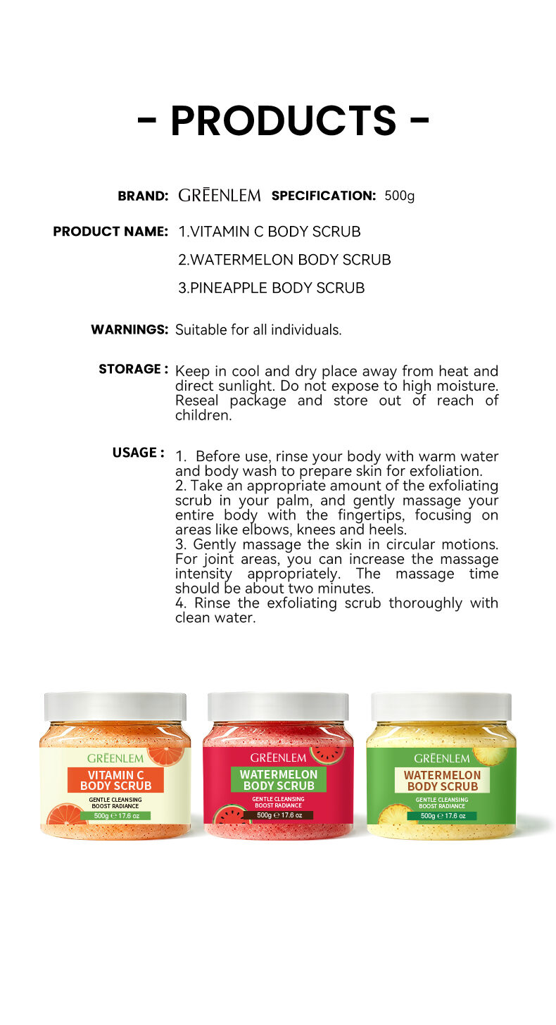GREENLEM Avocado Coconut Body Scrub Gentle Cleansing Boost Radiance Exfoliating 300g/10.5oz(pic5)